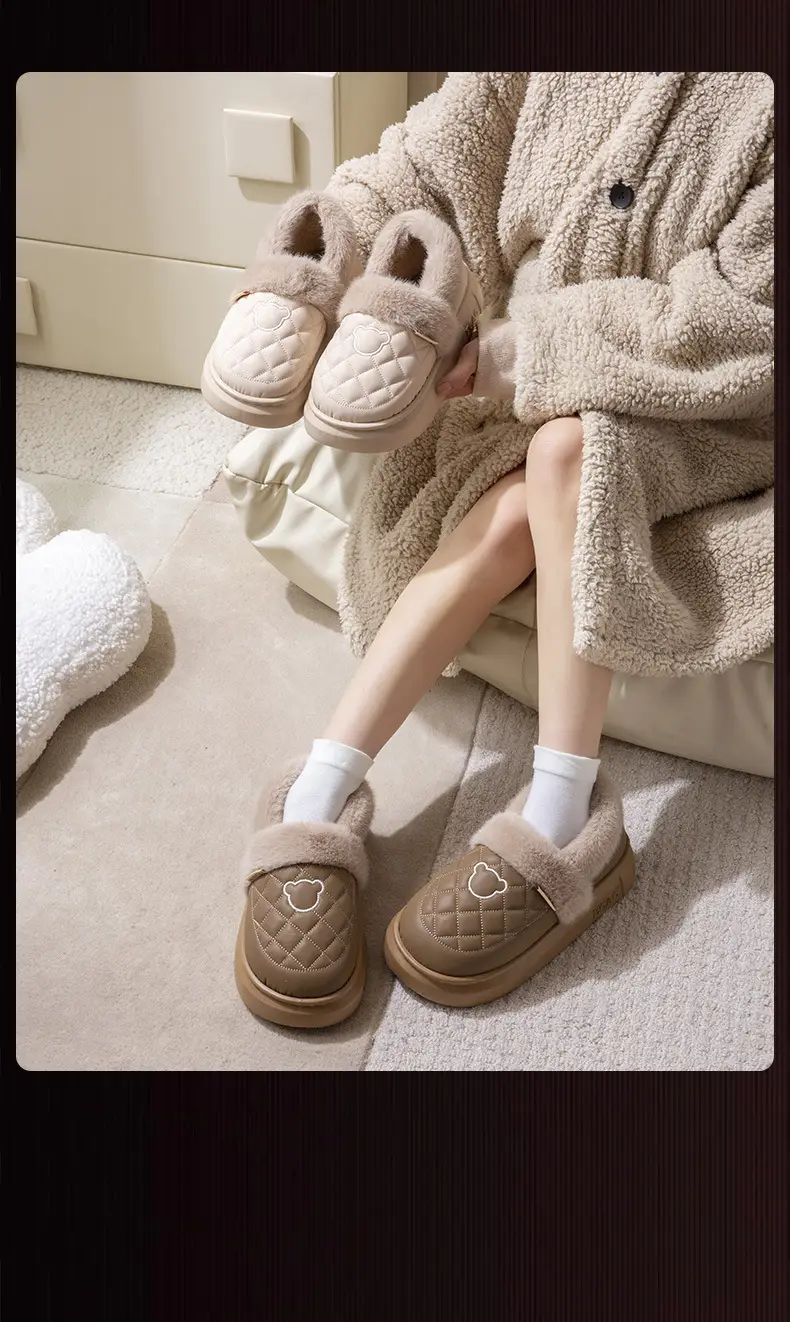 Women Fleece Lined Slippers Pink 2025 Winter Warm — feature 19