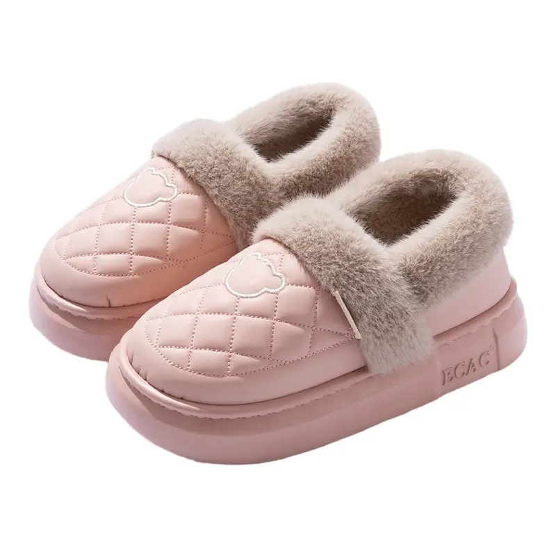 Women Fleece Lined Slippers Pink 2025 Winter Warm - Image 2