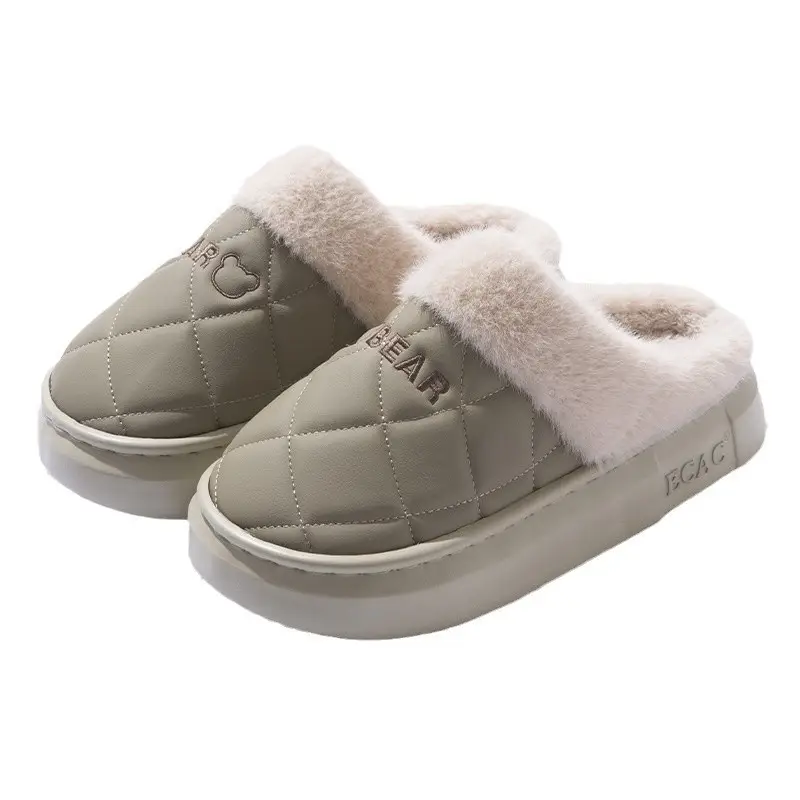 Pink Fleece Lined Slippers for Women Winter Home Use