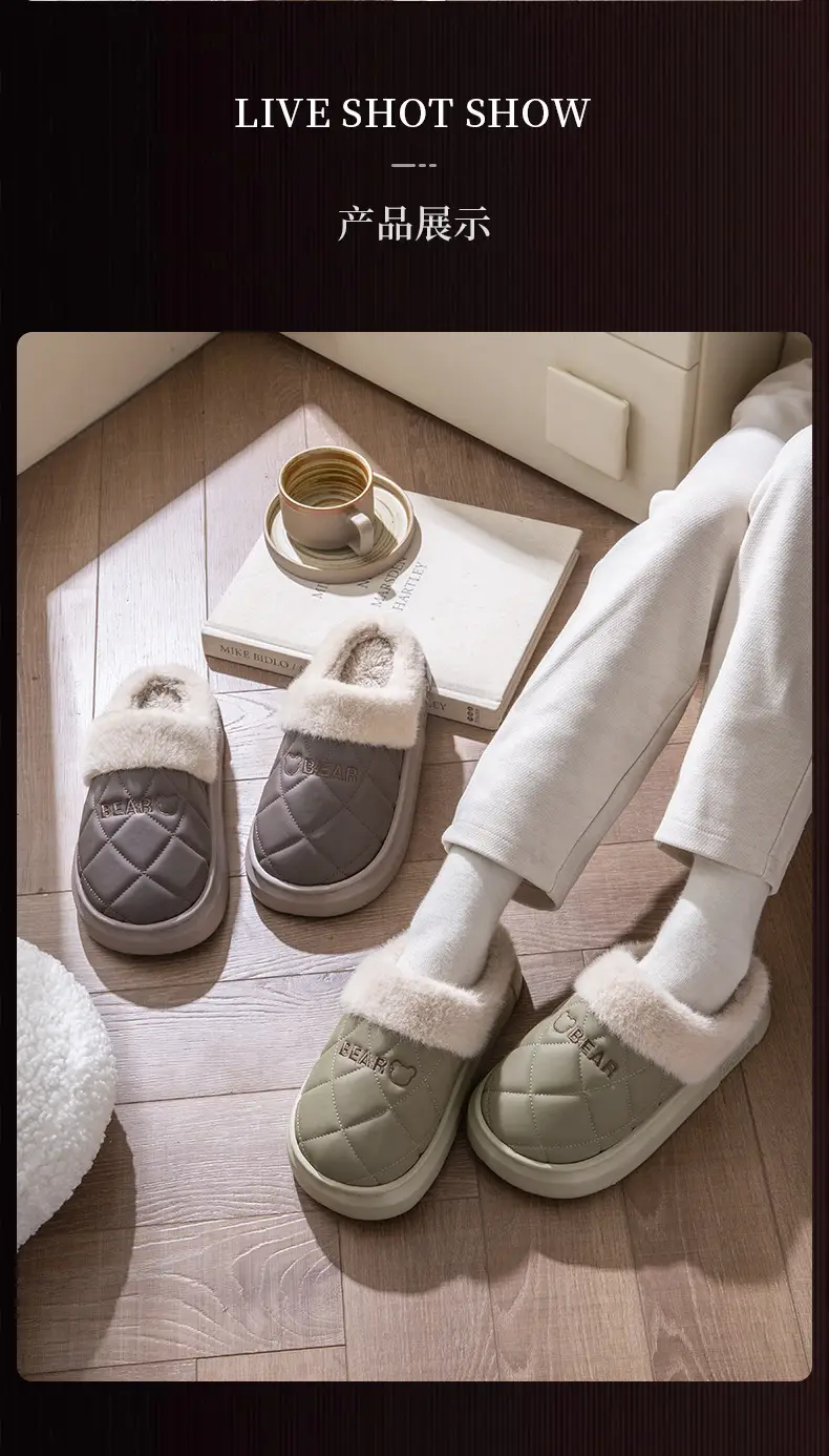 Pink Fleece Lined Slippers for Women Winter Home Use — feature 13