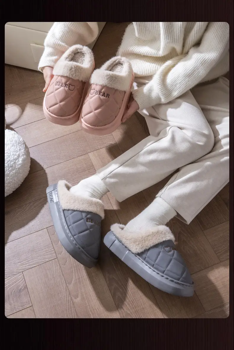 Pink Fleece Lined Slippers for Women Winter Home Use — feature 16