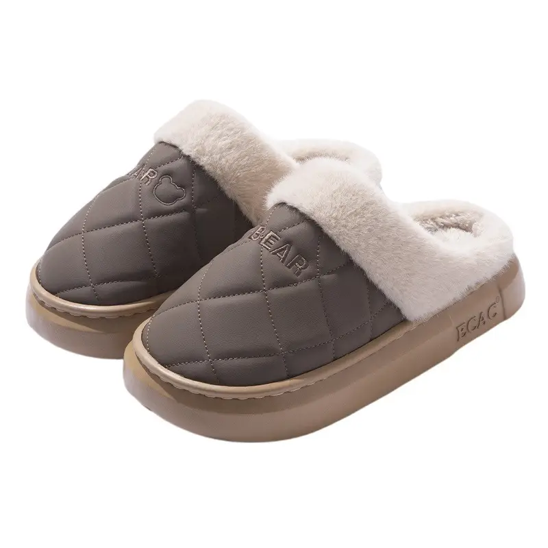 Pink Fleece Lined Slippers for Women Winter Home Use
