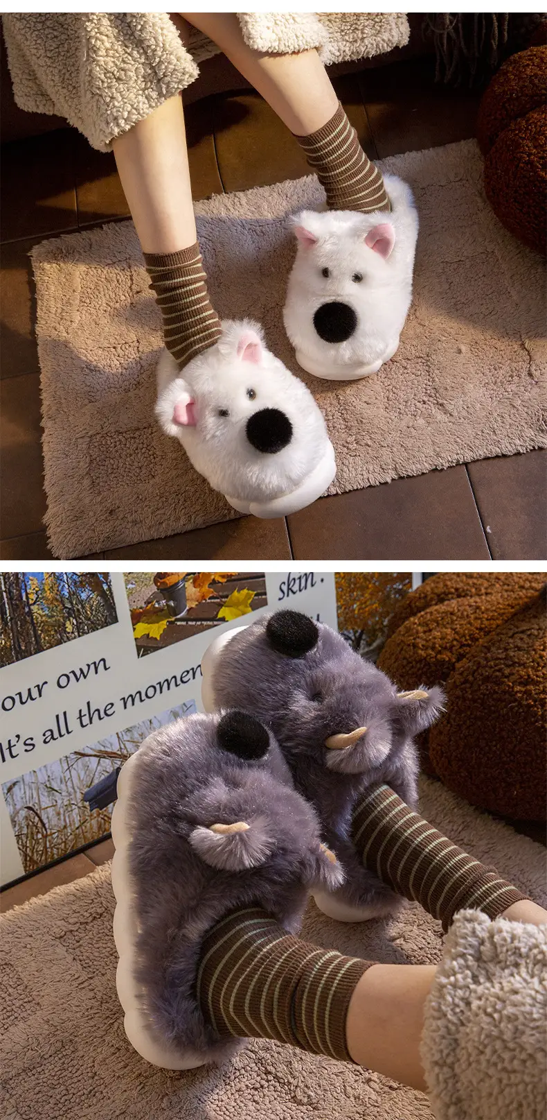 Cute Plush Bag Heel Slippers for Women Winter 2025 — feature 10