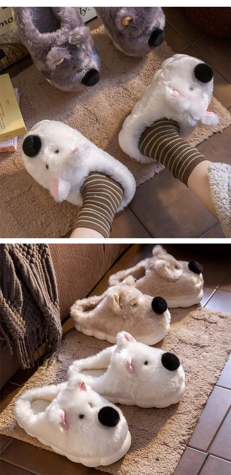 Cute Plush Bag Heel Slippers for Women Winter 2025 — feature 9