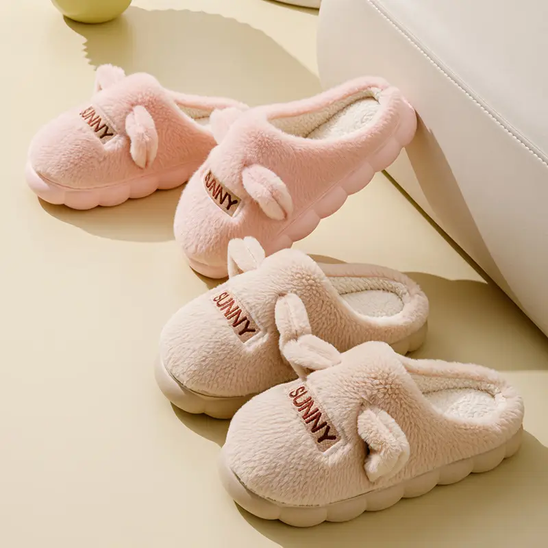 Women's Furry Slippers Winter Warm Grey Non-Slip - Image 10