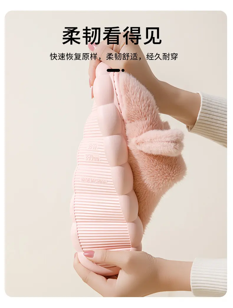 Women's Furry Slippers Winter Warm Grey Non-Slip — feature 7