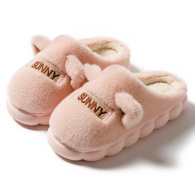 Women's Furry Slippers Winter Warm Grey Non-Slip - Image 2