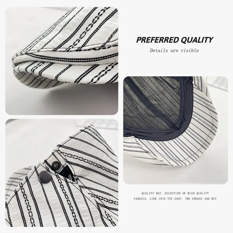 Women Korean Niche Striped Forward Cap Spring Autumn Thin Breathable - Image 7