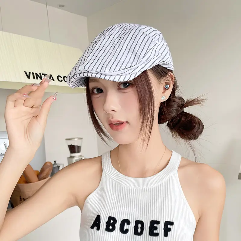 Women Korean Niche Striped Forward Cap Spring Autumn Thin Breathable — feature 13