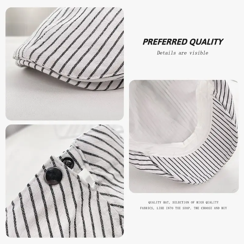 Women Korean Niche Striped Forward Cap Spring Autumn Thin Breathable — feature 16