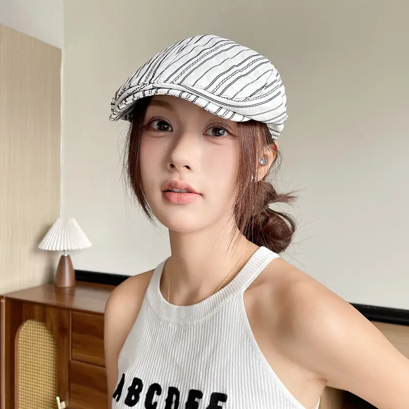 Women Korean Niche Striped Forward Cap Spring Autumn Thin Breathable — feature 6