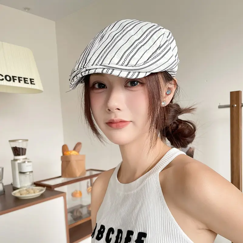Women Korean Niche Striped Forward Cap Spring Autumn Thin Breathable — feature 7