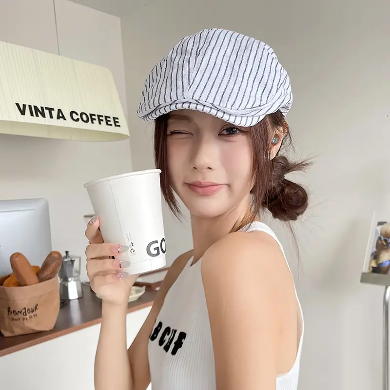 Women Korean Niche Striped Forward Cap Spring Autumn Thin Breathable - Image 4
