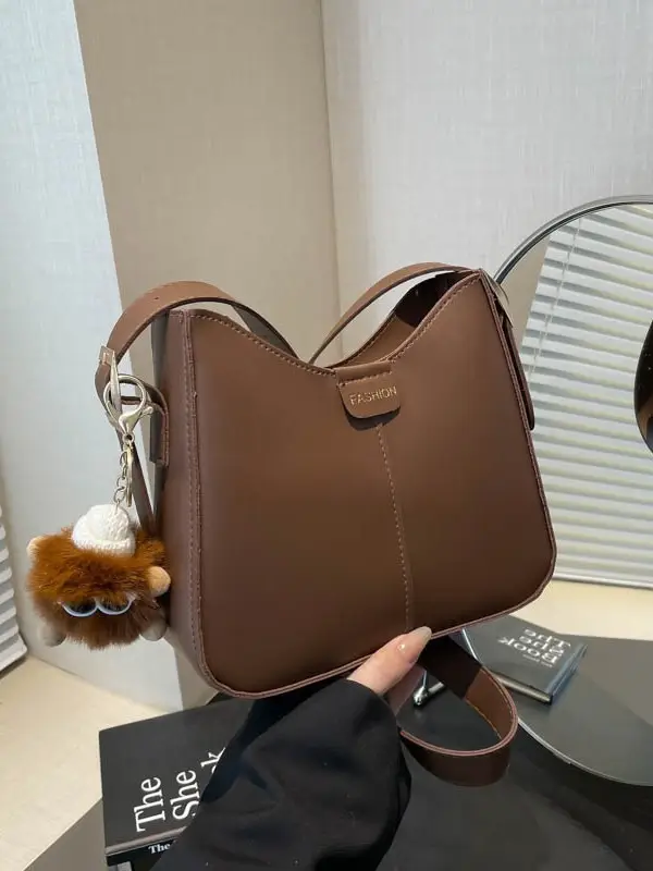 Beige Textured Shoulder Crossbody Bag for Women 2026