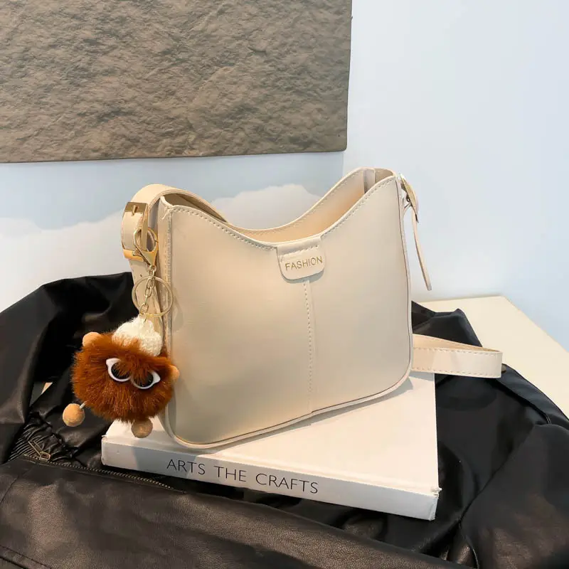 Beige Textured Shoulder Crossbody Bag for Women 2026