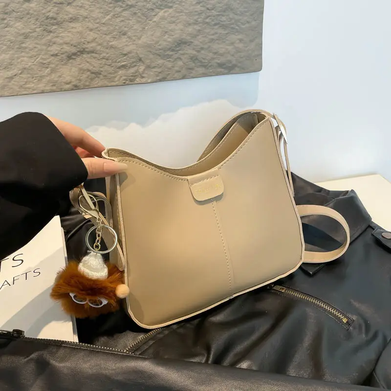 Beige Textured Shoulder Crossbody Bag for Women 2026