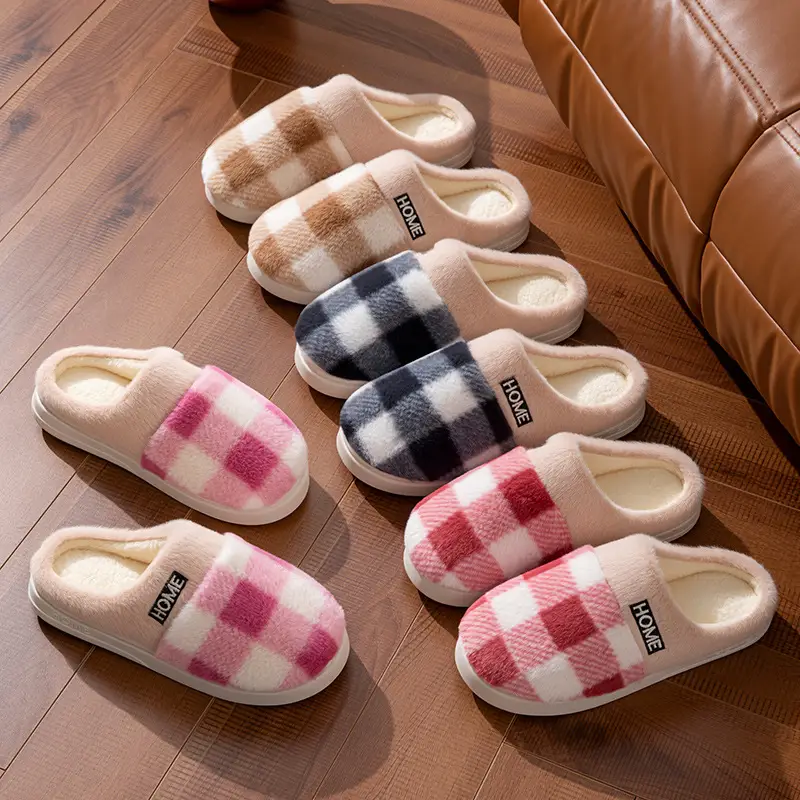 Autumn and Winter New Plush Cotton Slippers for Men, Thick-Soled Home Couple Models, Indoor Warm Cotton Shoes, Non-Slip Thickened Cotton Slippers - Image 6
