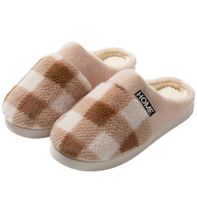 Autumn and Winter New Plush Cotton Slippers for Men, Thick-Soled Home Couple Models, Indoor Warm Cotton Shoes, Non-Slip Thickened Cotton Slippers - Image 8