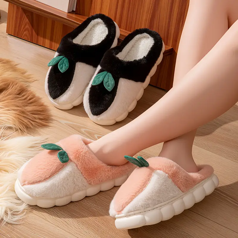 2025 Winter Warm Cotton Fruit Slippers Brown - Image 6