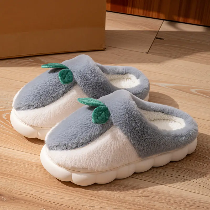 2025 Winter Warm Cotton Fruit Slippers Brown - Image 9