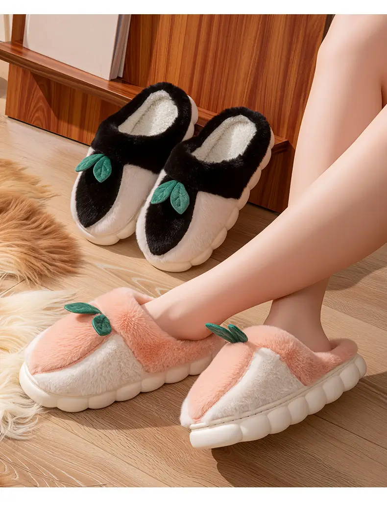 2025 Winter Warm Cotton Fruit Slippers Brown — feature 13