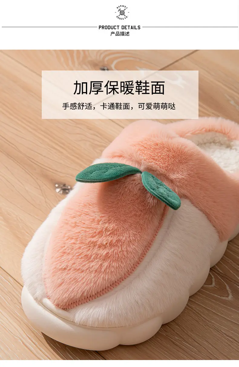 2025 Winter Warm Cotton Fruit Slippers Brown — feature 5
