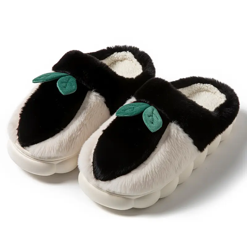 2025 Winter Warm Cotton Fruit Slippers Brown - Image 3