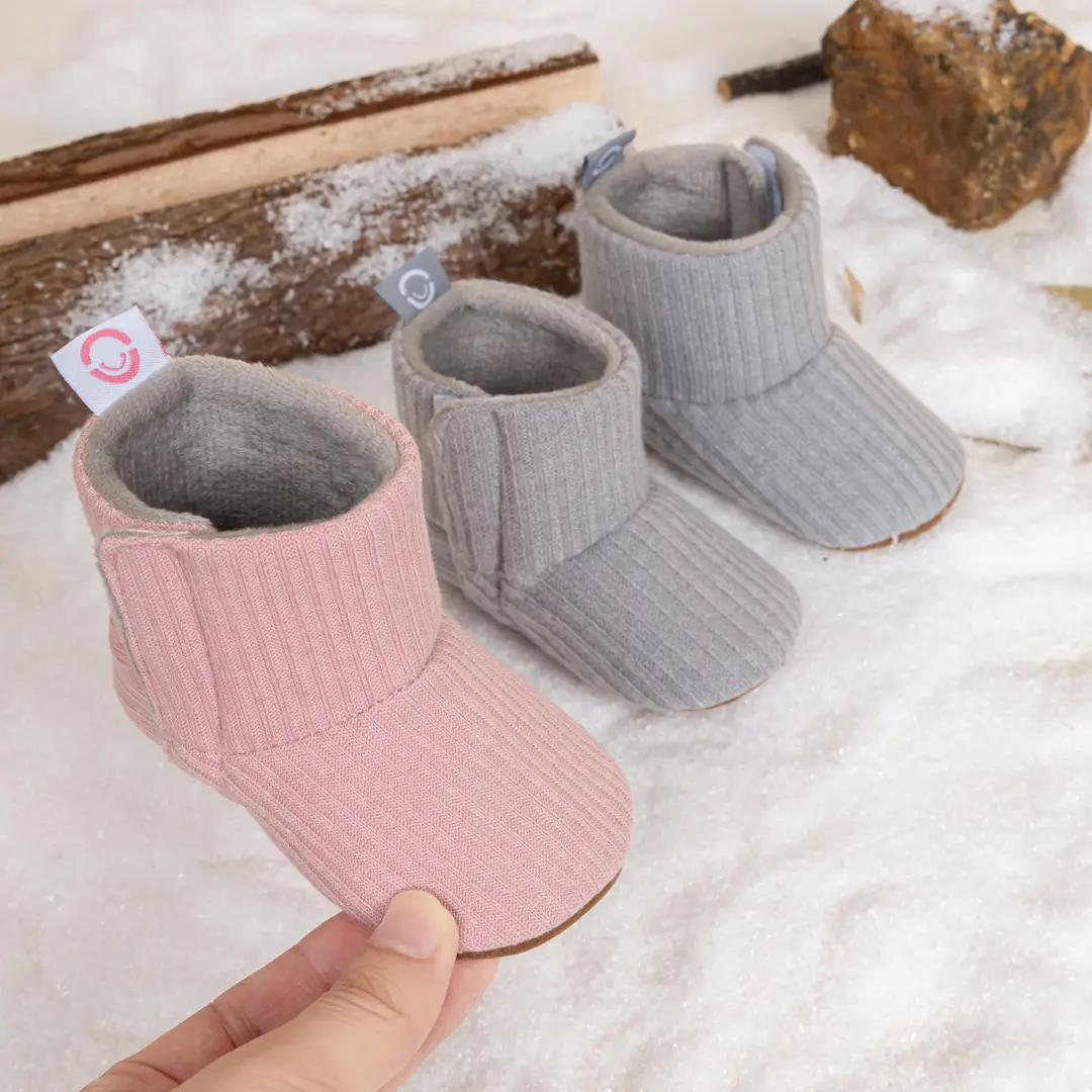 Cross-Border Autumn and Winter Fleece-Lined Baby Knit High-Tube Sock Boots Newborn Non-Slip Soft-Soled Pre-Walking Shoes Baby Shoes - Image 4