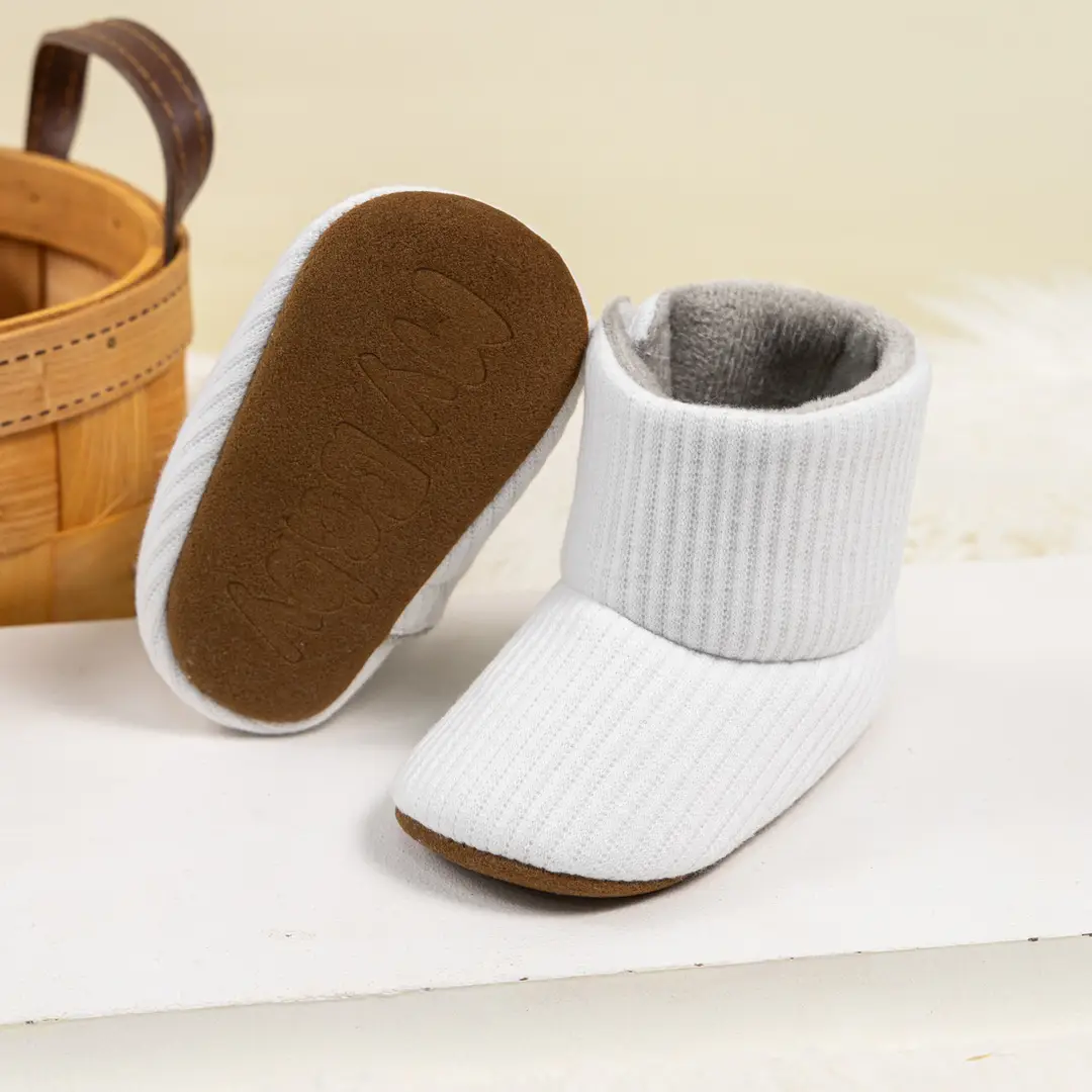 Cross-Border Autumn and Winter Fleece-Lined Baby Knit High-Tube Sock Boots Newborn Non-Slip Soft-Soled Pre-Walking Shoes Baby Shoes - Image 7
