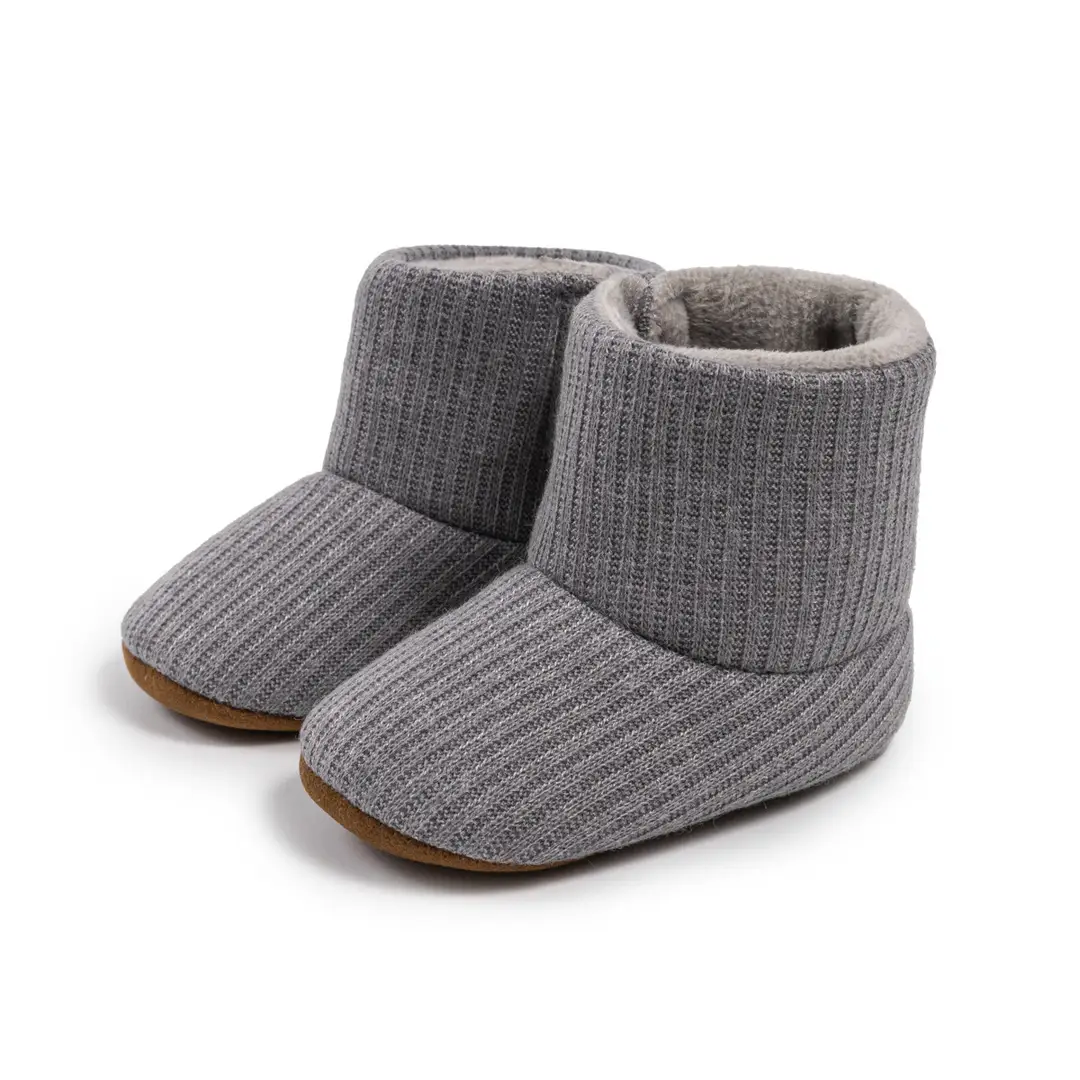 Cross-Border Autumn and Winter Fleece-Lined Baby Knit High-Tube Sock Boots Newborn Non-Slip Soft-Soled Pre-Walking Shoes Baby Shoes