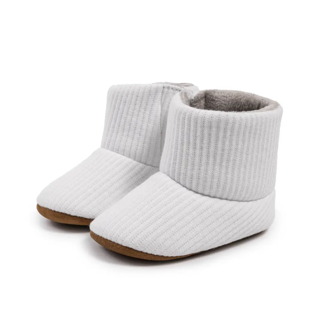 Cross-Border Autumn and Winter Fleece-Lined Baby Knit High-Tube Sock Boots Newborn Non-Slip Soft-Soled Pre-Walking Shoes Baby Shoes - Image 2