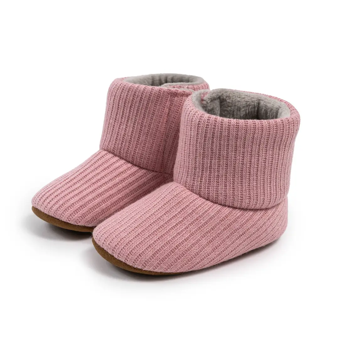 Cross-Border Autumn and Winter Fleece-Lined Baby Knit High-Tube Sock Boots Newborn Non-Slip Soft-Soled Pre-Walking Shoes Baby Shoes - Image 3