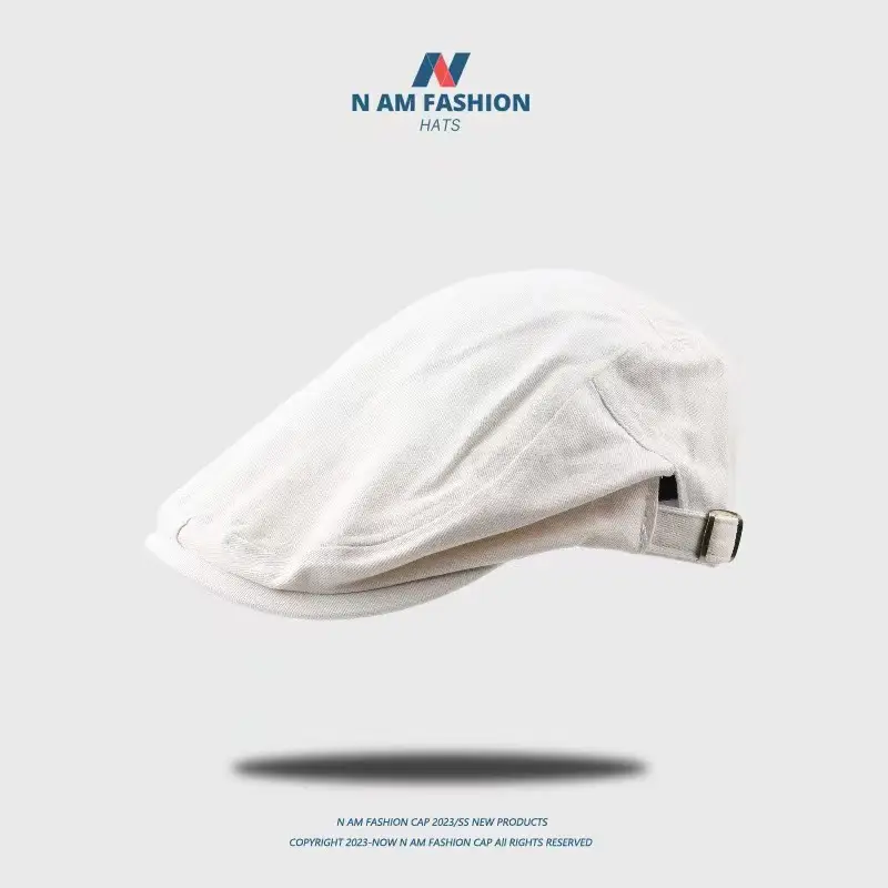 Japanese Style Embroidered Duckbill Hat Beige