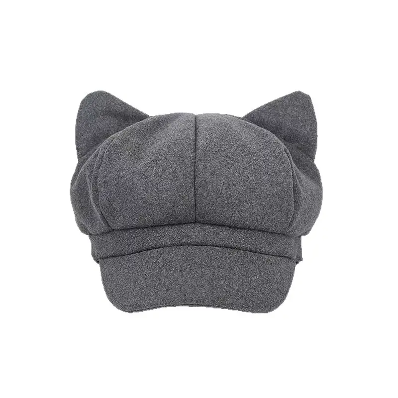 Cat Ear Woolen Beret for Men Women Autumn Winter - Image 9