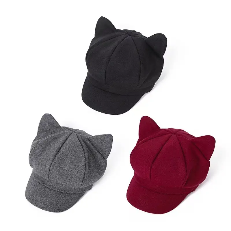 Cat Ear Woolen Beret for Men Women Autumn Winter — feature 12