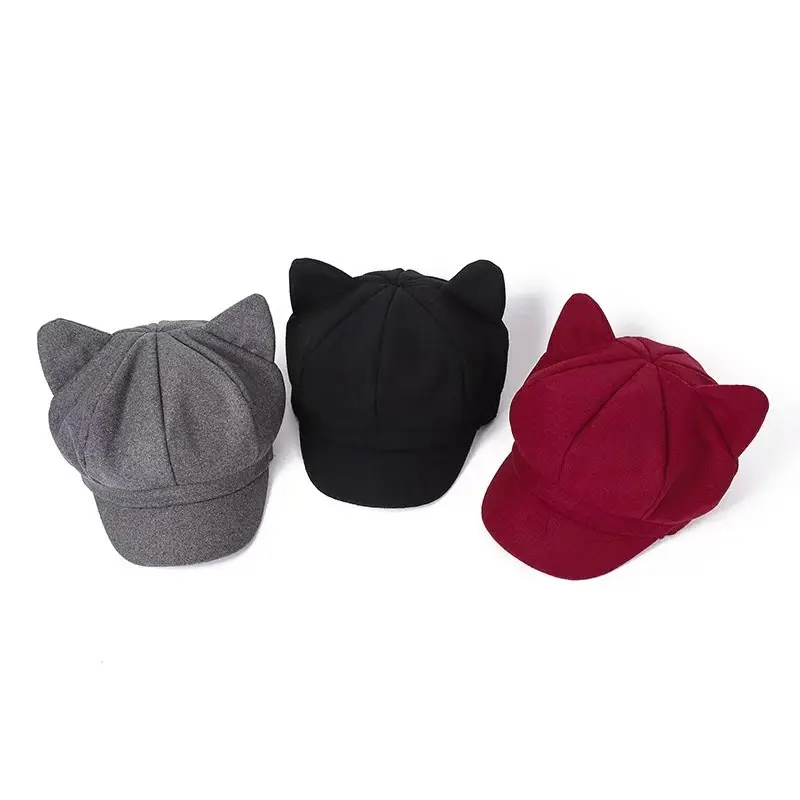 Cat Ear Woolen Beret for Men Women Autumn Winter — feature 9