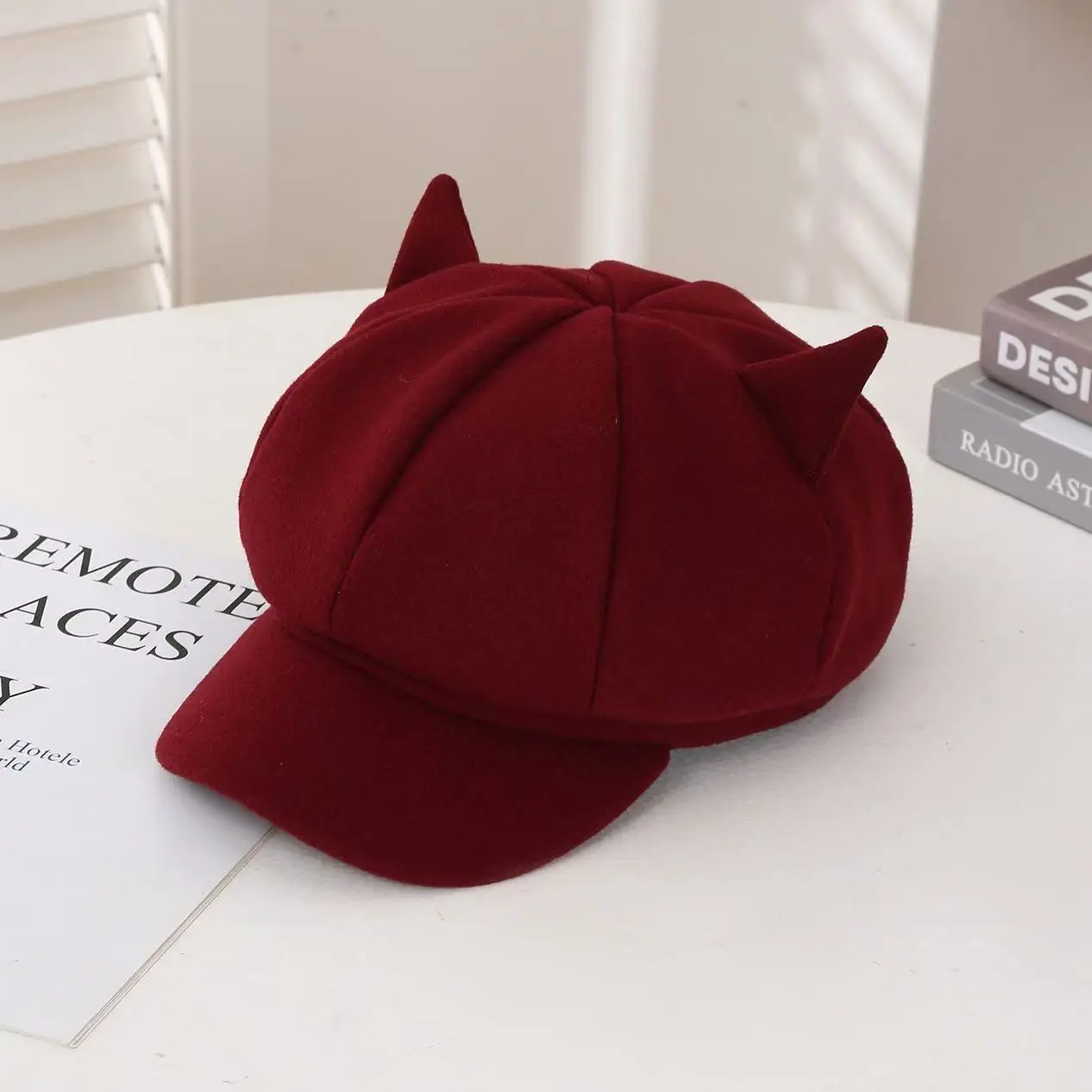 Cat Ear Woolen Beret for Men Women Autumn Winter - Image 2