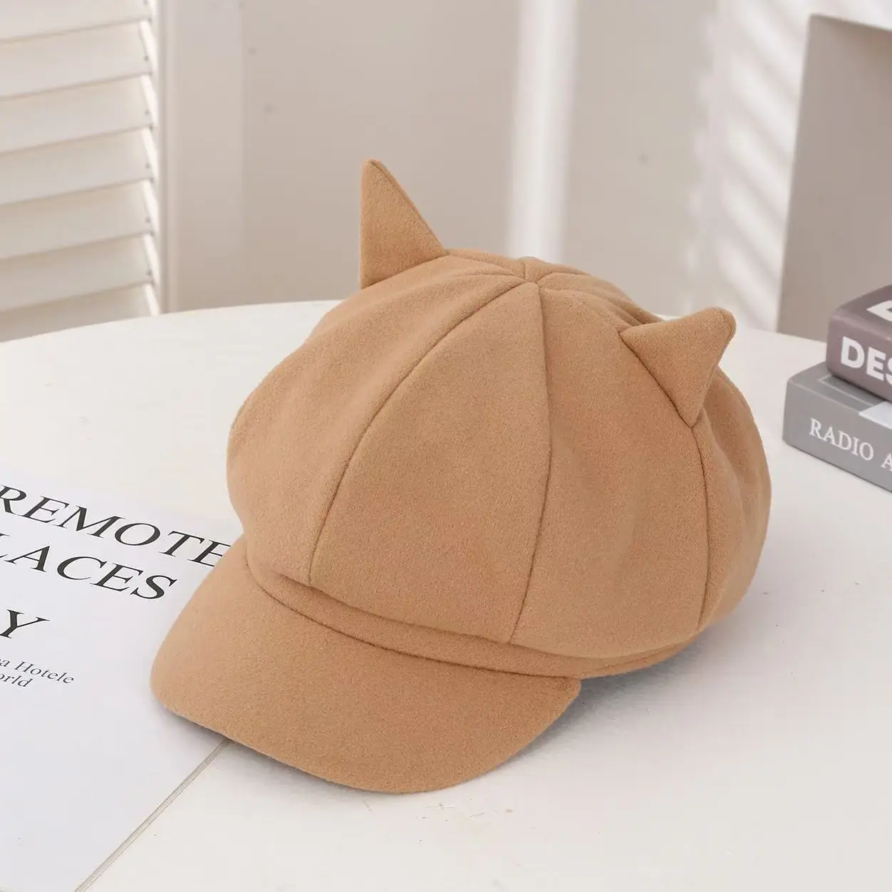 Cat Ear Woolen Beret for Men Women Autumn Winter - Image 3