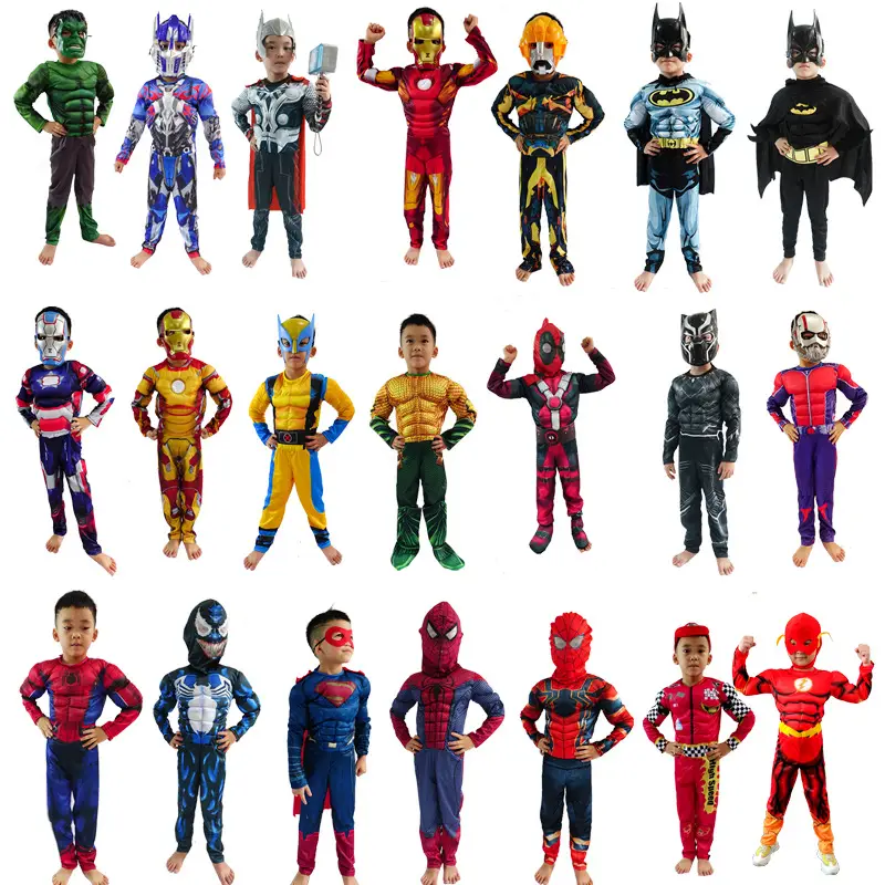 Iron Man Hulk Batman Captain America Halloween Children's Superhero Costumes Muscle Costumes — feature 3
