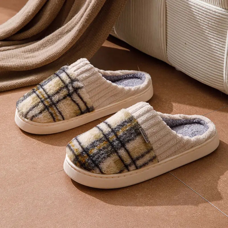 Manufacturer Wholesale Cotton Slippers for Women Winter Home Household Indoor Warm Non-Slip Thick-Soled Couple Wool Slippers for Men Autumn and Winter
