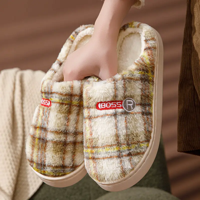 Manufacturer Wholesale Cotton Slippers for Women Winter Home Household Indoor Warm Non-Slip Thick-Soled Couple Wool Slippers for Men Autumn and Winter