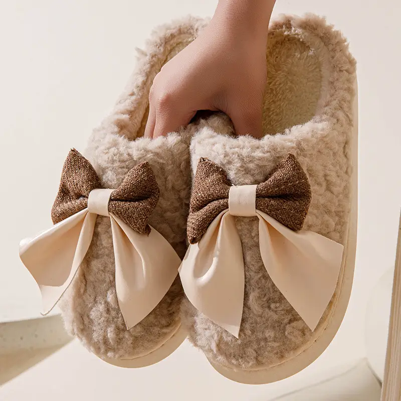 Manufacturer Wholesale Cotton Slippers for Women Winter Home Household Indoor Warm Non-Slip Thick-Soled Couple Wool Slippers for Men Autumn and Winter