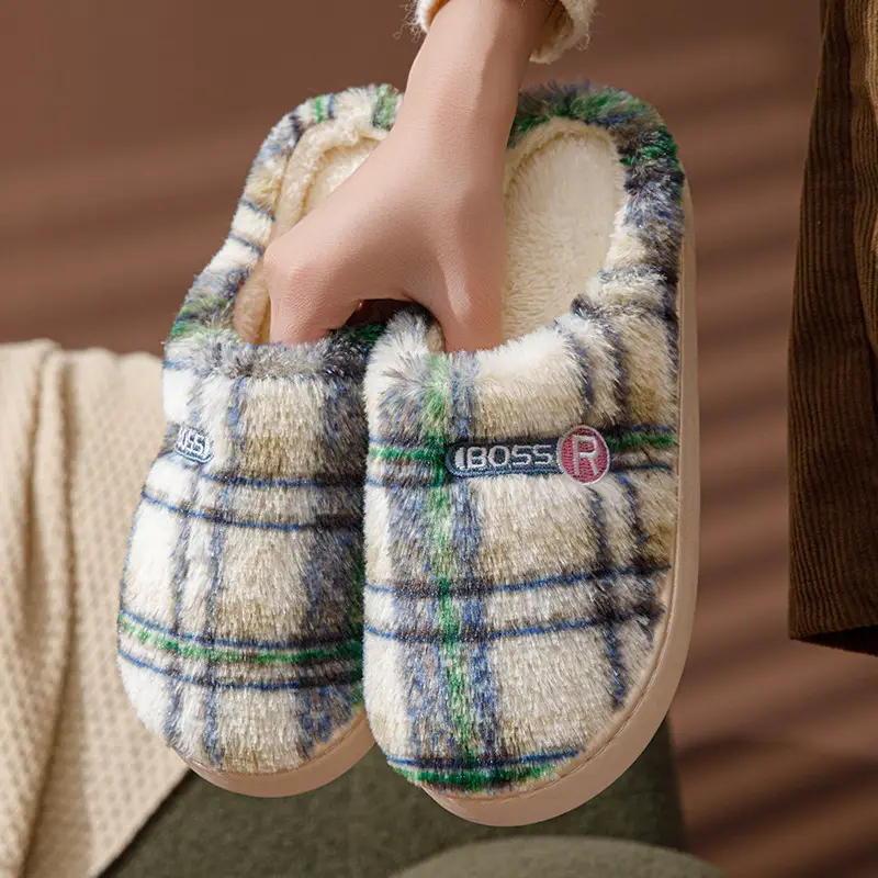 Manufacturer Wholesale Cotton Slippers for Women Winter Home Household Indoor Warm Non-Slip Thick-Soled Couple Wool Slippers for Men Autumn and Winter