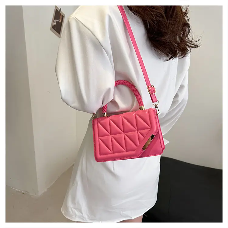 2025 Black Embossed Square Shoulder Bag with Gold Hardware — feature 12