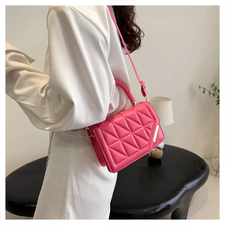2025 Black Embossed Square Shoulder Bag with Gold Hardware — feature 13