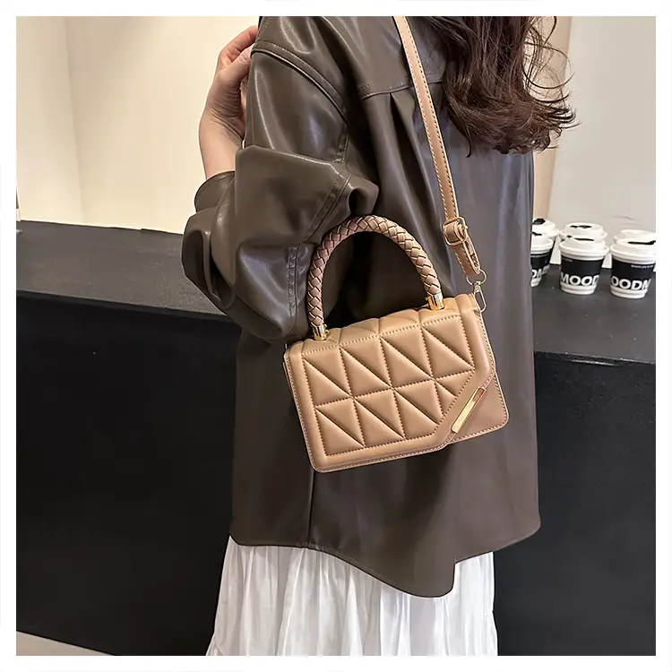 2025 Black Embossed Square Shoulder Bag with Gold Hardware — feature 30