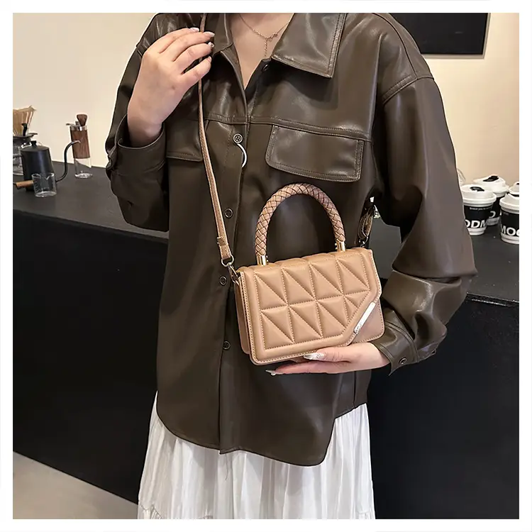 2025 Black Embossed Square Shoulder Bag with Gold Hardware — feature 32