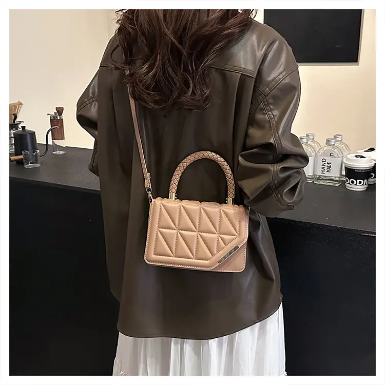 2025 Black Embossed Square Shoulder Bag with Gold Hardware — feature 34