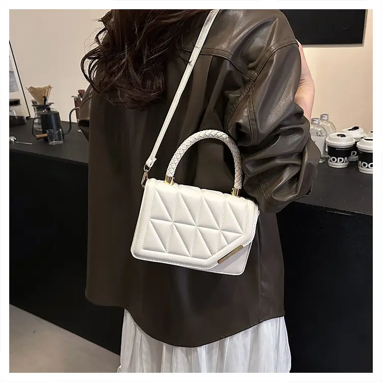 2025 Black Embossed Square Shoulder Bag with Gold Hardware — feature 37