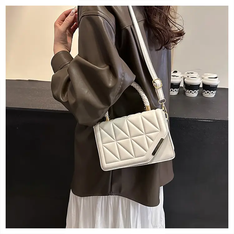 2025 Black Embossed Square Shoulder Bag with Gold Hardware — feature 38